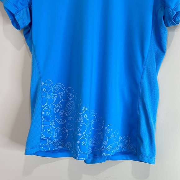 Denver Hayes Fitted Activewear Short Sleeve T-Shirt Bright Blue Paisley Mesh L - Picture 5 of 11